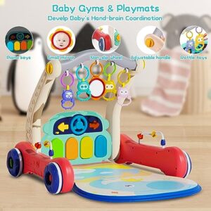 Baby Gym Play Mat Baby Walker, Pakoo Tummy Time Mat Piano Baby Playmat, Musical Activity Center Mat Play Mats as Birthday Christmas Gift for Babies and Toddlers