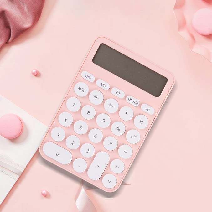 Standard Calculator 12 Digit Desktop Calculator with Large Display and Buttons,Cute Candy-Colored Calculator for Office, School, Home & Business (Pink)