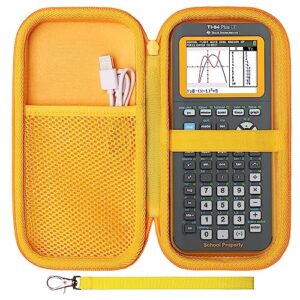 ltgem eva hard case compatible with texas instruments ti-84 plus ce/ti-84 plus/ti-nspire cx ii cas/ti-nspire cx ii/ti-83 plus/ti-89 titanium/ti-85 / ti-97 color graphing calculator, gray/yellow