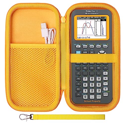 LTGEM EVA Hard Case Compatible with Texas Instruments TI-84 Plus CE/TI-84 Plus/TI-Nspire CX II CAS/TI-Nspire CX II/TI-83 Plus/TI-89 Titanium/TI-85 / TI-97 Color Graphing Calculator, Gray/Yellow