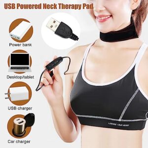 Electric Neck Heating Pad, USB Heated Neck Wrap with 3 Adjustable Temperature Levels & 3 Time Settings, Hot Compress Neck Therapy Brace for Stiffness & Soreness Relief