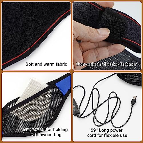 Electric Neck Heating Pad, USB Heated Neck Wrap with 3 Adjustable Temperature Levels & 3 Time Settings, Hot Compress Neck Therapy Brace for Stiffness & Soreness Relief