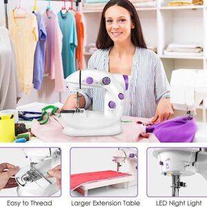 Sewing Machine Mini Portable Electric Dual Speed Sewing Device Hand Held Electric Sewing Machine with14 PCS Sewing Kit for Beginner DIY Household, Travel(Light, Safety)