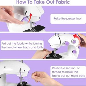 Sewing Machine Mini Portable Electric Dual Speed Sewing Device Hand Held Electric Sewing Machine with14 PCS Sewing Kit for Beginner DIY Household, Travel(Light, Safety)