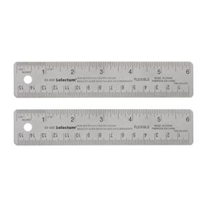 harfington 2pcs stainless steel rulers with non-skid backing 15cm/6" inch and metric metal ruler straight edge measuring tool