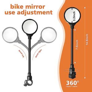 2 pack Bike Mirror, Adjustable Bike Mirrors Handlebar Rearview Mirror, wide Angle acrylic convex safety mountain bike mirror