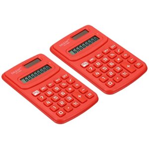 patikil pocket size mini calculator, 2 pack 8 digit lcd display battery power handheld calculator small 4 function calculator for office, red