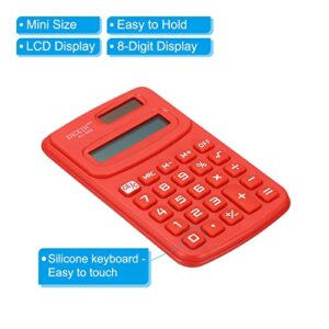 PATIKIL Pocket Size Mini Calculator, 2 Pack 8 Digit LCD Display Battery Power Handheld Calculator Small 4 Function Calculator for Office, Red