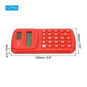 PATIKIL Pocket Size Mini Calculator, 2 Pack 8 Digit LCD Display Battery Power Handheld Calculator Small 4 Function Calculator for Office, Red