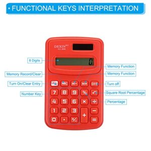 PATIKIL Pocket Size Mini Calculator, 2 Pack 8 Digit LCD Display Battery Power Handheld Calculator Small 4 Function Calculator for Office, Red