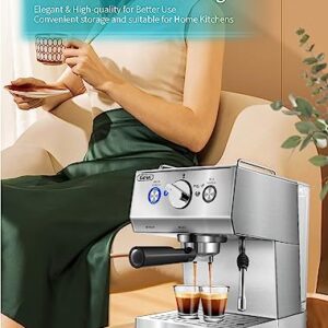 Espresso Machine, Stainless Steel Espresso Machine with Milk Frother for Latte, Cappuccino, Machiato,for Home Espresso Maker, 1.8L Water Tank, Semi Automatic Espresso Machines 20 Bar