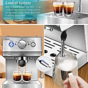 Espresso Machine, Stainless Steel Espresso Machine with Milk Frother for Latte, Cappuccino, Machiato,for Home Espresso Maker, 1.8L Water Tank, Semi Automatic Espresso Machines 20 Bar