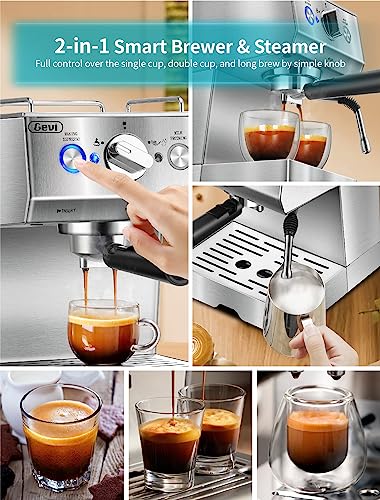 Espresso Machine, Stainless Steel Espresso Machine with Milk Frother for Latte, Cappuccino, Machiato,for Home Espresso Maker, 1.8L Water Tank, Semi Automatic Espresso Machines 20 Bar