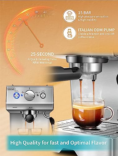 Espresso Machine, Stainless Steel Espresso Machine with Milk Frother for Latte, Cappuccino, Machiato,for Home Espresso Maker, 1.8L Water Tank, Semi Automatic Espresso Machines 20 Bar