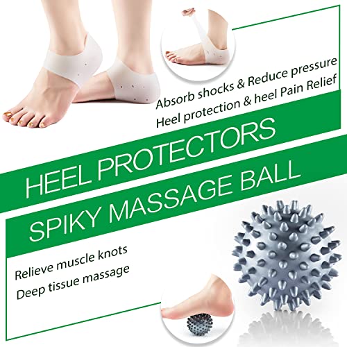 Plantar Fasciitis Foot Pain Relief Kit-9pcs-2 Pairs Compression Socks, Silicone Heel Cups, Cushioned Arch Supports & Spiky Massage Ball-Fast Heel & Arch Pain Relief, Strong Ankle & Arch Support(2 PAIRS SOCKS KIT, S/M (Women 4-8, Men 6.5-7))