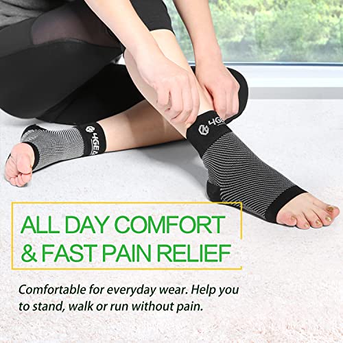 Plantar Fasciitis Foot Pain Relief Kit-9pcs-2 Pairs Compression Socks, Silicone Heel Cups, Cushioned Arch Supports & Spiky Massage Ball-Fast Heel & Arch Pain Relief, Strong Ankle & Arch Support(2 PAIRS SOCKS KIT, S/M (Women 4-8, Men 6.5-7))