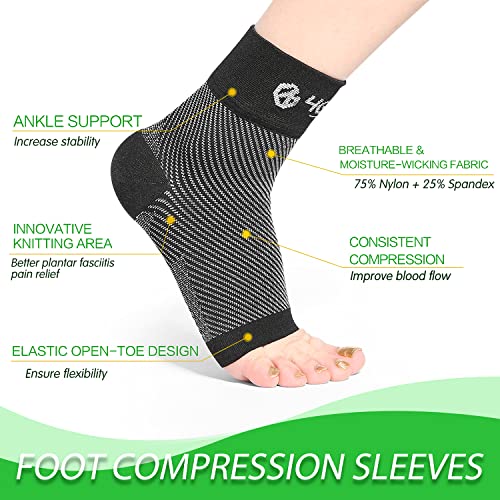 Plantar Fasciitis Foot Pain Relief Kit-9pcs-2 Pairs Compression Socks, Silicone Heel Cups, Cushioned Arch Supports & Spiky Massage Ball-Fast Heel & Arch Pain Relief, Strong Ankle & Arch Support(2 PAIRS SOCKS KIT, S/M (Women 4-8, Men 6.5-7))