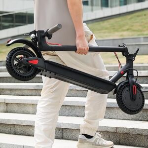 MoNiBloom E Scooter 19 Mph & 16 Mile Range, 8.5" Solid Tires Electric Kick Scooter w/Maximum Grade Climb of 15%, Cruise Control, IP4 Waterproof Load 330lbs Folding Commuting Scooter for Adults & Teens