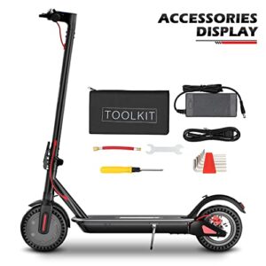 MoNiBloom E Scooter 19 Mph & 16 Mile Range, 8.5" Solid Tires Electric Kick Scooter w/Maximum Grade Climb of 15%, Cruise Control, IP4 Waterproof Load 330lbs Folding Commuting Scooter for Adults & Teens