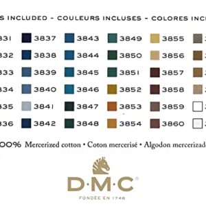 DMC Embroidery Floss, Anniversary Collection Pack. 36 Colors Cotton Embroidery Thread Bundle with Hand Embroidery Needle Size 18. Premium Cross Stitch String Set. Yarn Kit, DMC Mouline Threads.