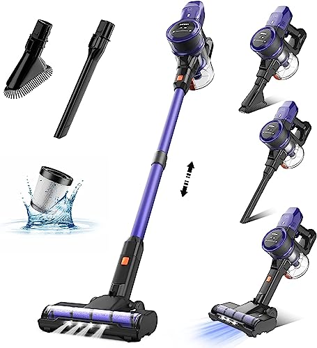 VacLife 25Kpa Cordless Stick Vacuum Cleaner - Cordless Vacuum Cleaner w/Strong Suction, Household Vacuum Cleaner for Carpet and Floor, 6-in-1 Wireless Vacuum w/LED Headlights, Purple (VL732)