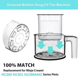 WHSSFINE Replacement Ice Creanm Pint Containers and Lids for Ninja Creami 16oz Cup Compatible with NC300 NC301 NC299AMZ Series Ice Cream Maker Leakproof Reusable Dishwasher Safe Set of 4