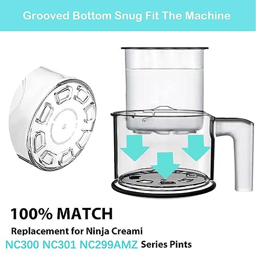 WHSSFINE Replacement Ice Creanm Pint Containers and Lids for Ninja Creami 16oz Cup Compatible with NC300 NC301 NC299AMZ Series Ice Cream Maker Leakproof Reusable Dishwasher Safe Set of 4