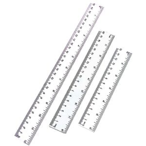 6 inch 8 inch 12 inch plastic school rulers, 3 pack clear ruler with inches and centimeters drafting office tools for student school office