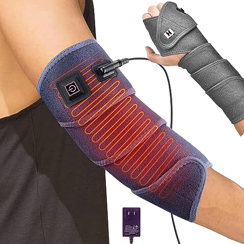 Arm Heated Wrap Sleeve - Joint Pain Heating Pad for Arms, Wrist, Leg, Knee, Ankle & Elbow - (Adjustable Strong 3 Heat Settings - Non Vibration) Heated Compression Arm Warmer Brace - 45 x 3.5-inches