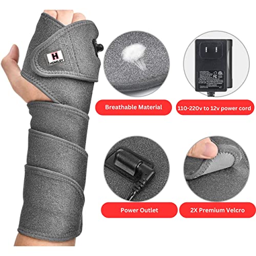 Arm Heated Wrap Sleeve - Joint Pain Heating Pad for Arms, Wrist, Leg, Knee, Ankle & Elbow - (Adjustable Strong 3 Heat Settings - Non Vibration) Heated Compression Arm Warmer Brace - 45 x 3.5-inches