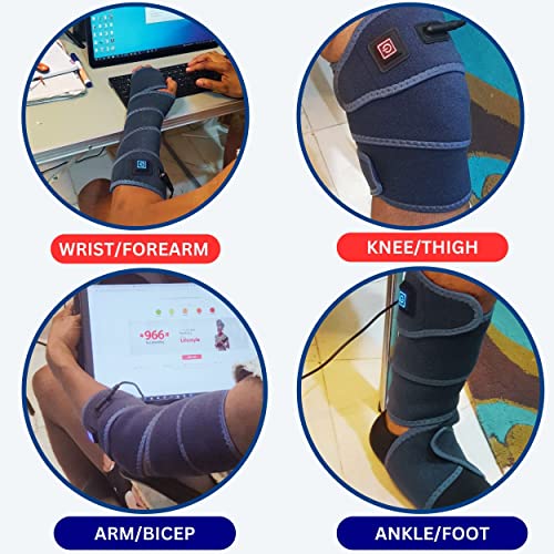 Arm Heated Wrap Sleeve - Joint Pain Heating Pad for Arms, Wrist, Leg, Knee, Ankle & Elbow - (Adjustable Strong 3 Heat Settings - Non Vibration) Heated Compression Arm Warmer Brace - 45 x 3.5-inches