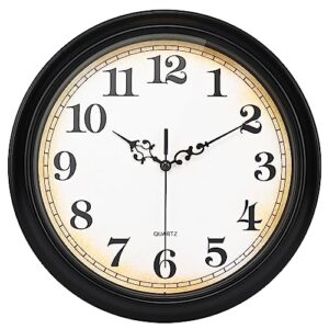 Yoiolclc Wall Clock Silent Non-Ticking Retro Wall Clocks Classic Battery Operated for Kitchen, Bedroom, Classroom Decor (12 Inch, Black)