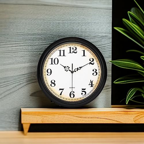 Yoiolclc Wall Clock Silent Non-Ticking Retro Wall Clocks Classic Battery Operated for Kitchen, Bedroom, Classroom Decor (12 Inch, Black)