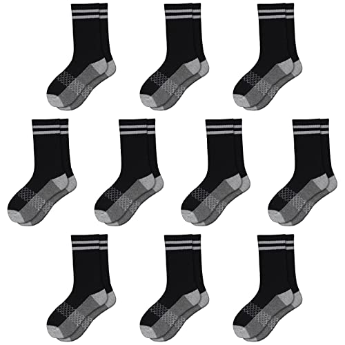 Comfoex 10 Pairs Boys Crew Socks 4-6 6-8 8-10 Years Old Athletic Socks Calf Long Socks For Kids Half Cushioned Cotton Socks