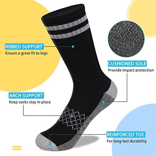 Comfoex 10 Pairs Boys Crew Socks 4-6 6-8 8-10 Years Old Athletic Socks Calf Long Socks For Kids Half Cushioned Cotton Socks