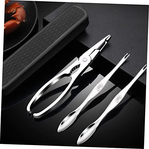 Cabilock 1 Set Crab Eating Tool Household Tools Metal Forks Stainless Steel Set Seafood Crab Utensils Seafood Sheller Seafood Eating Tools Crab Picks Crab Leg Crackers Gadgets Shelled