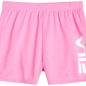 Fila Girls' Active Shorts Set - 2 Piece Short Sleeve Crop T-Shirt and Gym Shorts for Girls - Kids Athletic Clothing Set, 7-12, Size 10, Pink/White