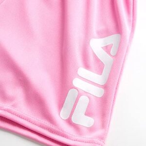 Fila Girls' Active Shorts Set - 2 Piece Short Sleeve Crop T-Shirt and Gym Shorts for Girls - Kids Athletic Clothing Set, 7-12, Size 10, Pink/White