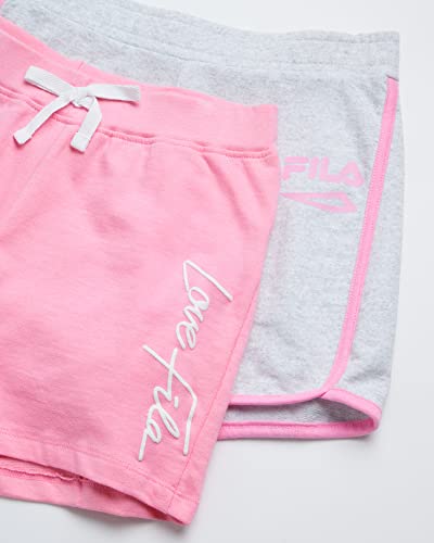 Fila Girls' Active Shorts - 2 Pack French Terry Sweat Shorts - Gym Running Performance Athletic Shorts (7-16), Size 7-8, Light Pink/Light Grey