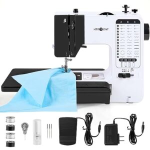 htvront mini sewing machine for beginners - 38 built-in stitches sewing machine for kids with dual speed, reverse sewing, wide table, light, easy to use