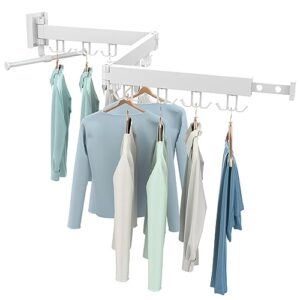 GLDDAO Wall Mounted Drying Rack,Wall Foldable Drying Rack Clothing Wall Mounted,Collapsible Drying Racks for Laundry Wall,Clothes Drying Rack Wall Mount,Retractable White