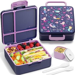 fimibuke bento lunch box for kids - leak proof toddler bento box with 4 compartments bpa free dishwasher safe lunch container with utensils, ideal portion sizes for ages 3-12 girls boys for school
