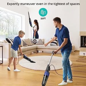 Aspiron Stick Vacuum Cleaner, Small Vacuum Cleaner with 20kPa Powerful Suction & 0.88QT Dust Cup and 16ft Power Cord, 5-in-1 Handheld Lightweight Bagless Vacuum Cleaner Carpet and Floor for Pet