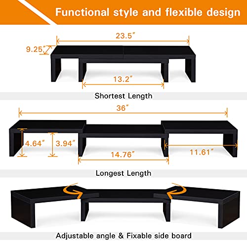 SUPERJARE L Shaped Desk with Power Outlets and Dual Monitor Stand Riser