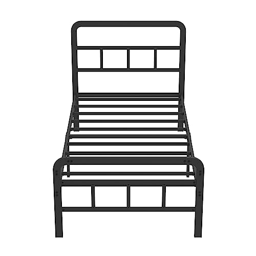 Richwanone 14 inch Twin XL Bed Frame with Headboard and Footboard, Heavy Duty Metal Platform with Steel Slat Support, No Box Spring Needed, Easy Assembly, Black