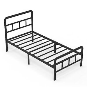 Richwanone 14 inch Twin XL Bed Frame with Headboard and Footboard, Heavy Duty Metal Platform with Steel Slat Support, No Box Spring Needed, Easy Assembly, Black