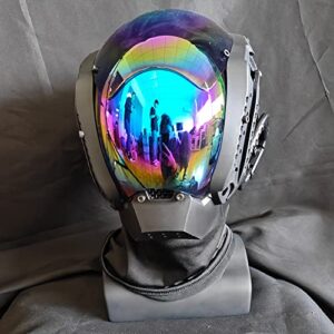 KYEDAY Punk Mask Cosplay for Men, Mechanical Sci-fi Gear Cosplay Halloween Mask Fit Party Music Festival Accessories (blue)