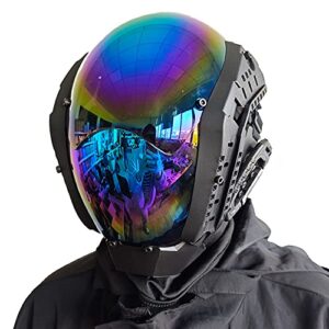 KYEDAY Punk Mask Cosplay for Men, Mechanical Sci-fi Gear Cosplay Halloween Mask Fit Party Music Festival Accessories (blue)