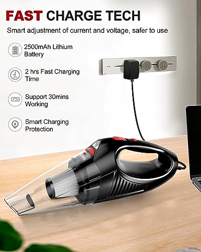 MELOHO Car Vacuum Cleaner High Power, Portable Handheld Vacuum Cordless Rechargeable with Fast Charge Tech, Huge Motor & Large-Capacity Battery, Powerful Wireless Hand Held Vacuum for Pets, Car, Home