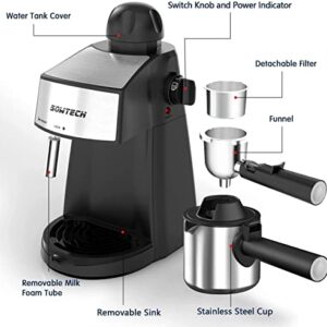 SOWTECH Espresso Machine Espresso Maker Cappuccino Latte Machine with Steam Milk Frother and stainless steel carafe 3.5 Bar 4 Cup
